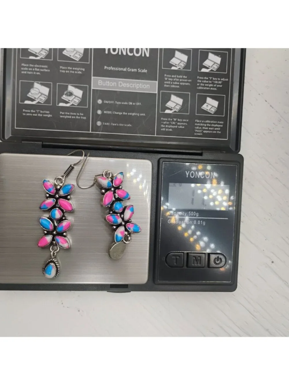 Cotton Candy Turquoise Butterfly Dangle Earrings Set in Silver 2.5